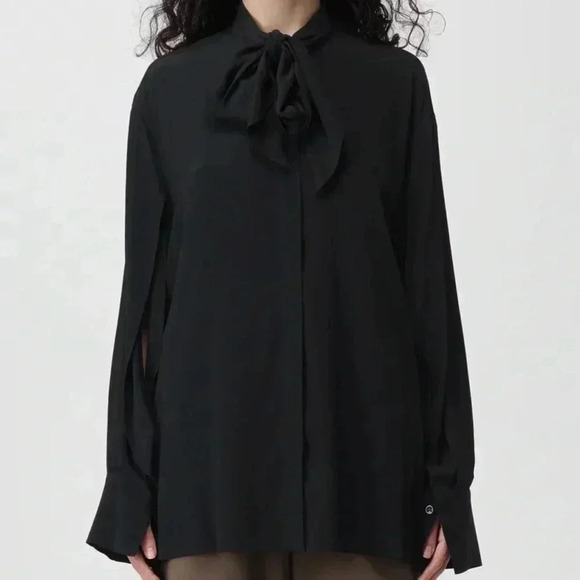 Chloe tie neck silk button down blouse size 40/large - Picture 1 of 11